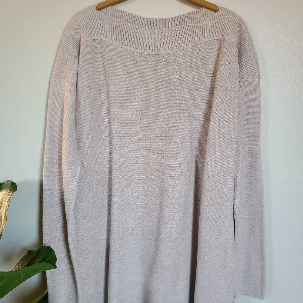 NWOT J. Jill Rib-Trimmed Boat Neck Tunic Soft Mink Medium TALL